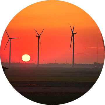 zonsondergang en windmolens van PixelPower