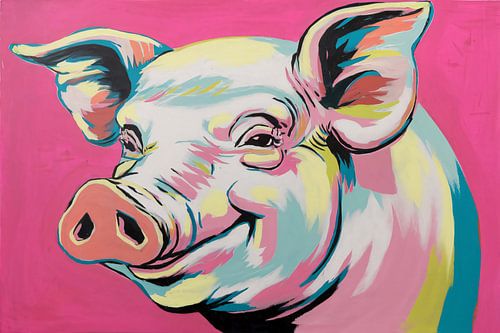 Vrolijk varken in popart stijl
