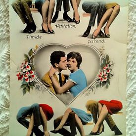'Langage des jambes&#039 ; carte postale des années 1960 sur Patricia Hofmeester
