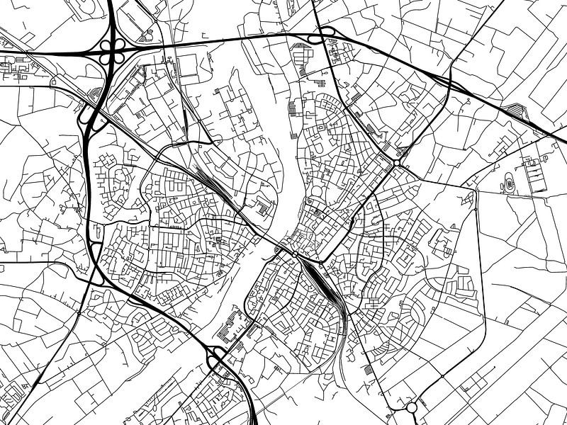 Map of Venlo in Black and Wite by De Kaartenwinkel