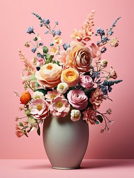 Blumenstrauß aus Pastellfarben von Bianca Bakkenist