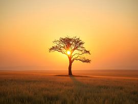 Einsamer Baum im Sonnenuntergang von ButterflyPix
