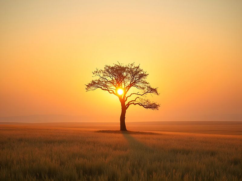 Eenzame boom in de zonsondergang van ButterflyPix
