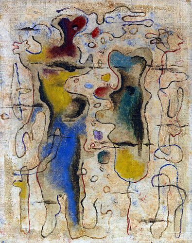 Twee lichaamsvormen op een lakbasis, WILLI BAUMEISTER, 1940