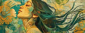 Frau mit Natur | Modern Grün Gold