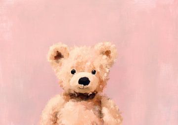 Teddy bear on pink by Niklas Maximilian