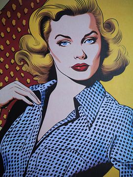 Pop art portret vrouw elegante blouse retro grafisch van gm_designs