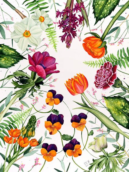 spring flowers orange pink by Marriët de Visser