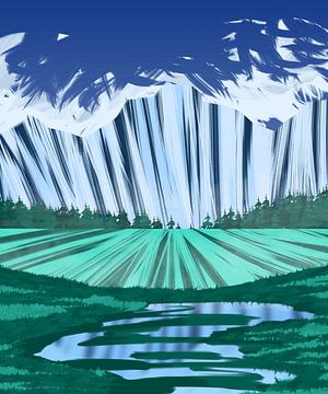 Berg met de natuur van het land