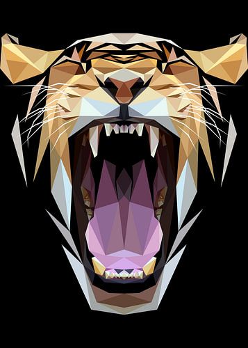 Tijgerkop boos Close Up Abstract Low Poly