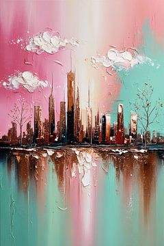 Abstracte skyline met pastelkleuren van Art & Soul Creations