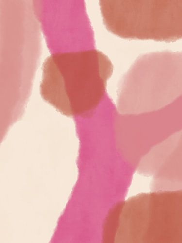 Romantische, minimalistische abstracte kunst in roze, terracotta en wit