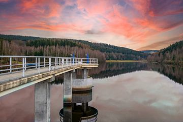 Falkenstein Dam, Vogtland Saksen Duitsland Zonsondergang - Fotografie van Animaflora PicsStock