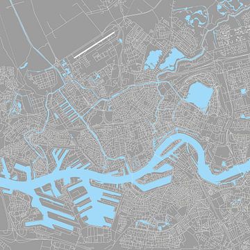Rotterdam | Stadskaart | Vierkant Grijs en Blauw van WereldkaartenShop