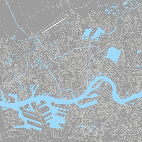 Rotterdam | Stadskaart | Vierkant Grijs en Blauw
