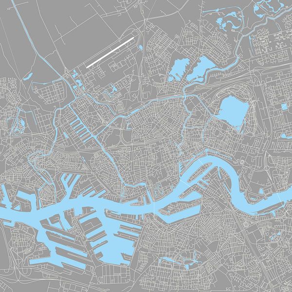 Rotterdam | Stadskaart | Vierkant Grijs en Blauw van Wereldkaarten.Shop