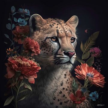 prédateur avec des fleurs sur Gelissen Artworks