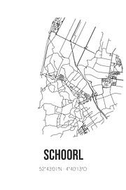 Schoorl (Noord-Holland) | Carte | Noir et blanc sur Affiches de lieux