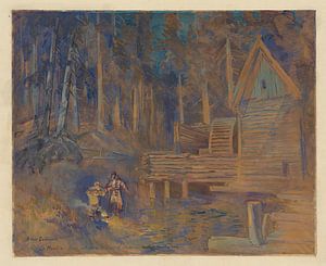 Konstantin Alexejewitsch Korowin - Boris Godunow: Bühnenbildentwurf – Die Mühle nach der Idee von M. Ermolieff (1930)