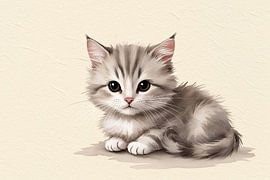 Realistische Zeichnung eines Kätzchens. von Art & Soul Creations
