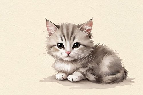 Realistische tekening van een kitten.