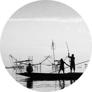Silhouette van vissers  van Johan Zwarthoed