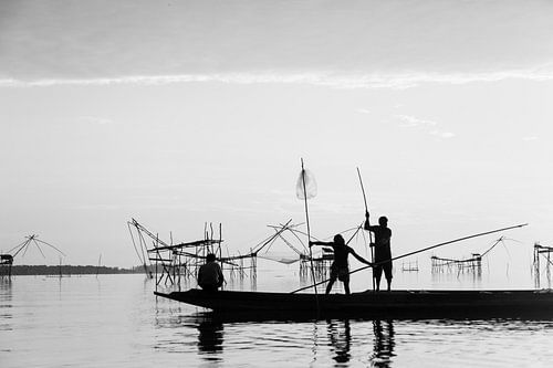 Silhouette van vissers 