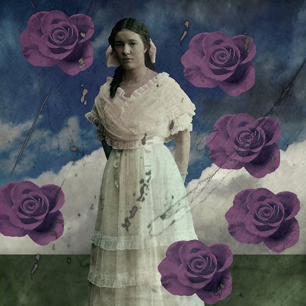 Vintage beauty and purple roses by Yvonne Zeldenthuis