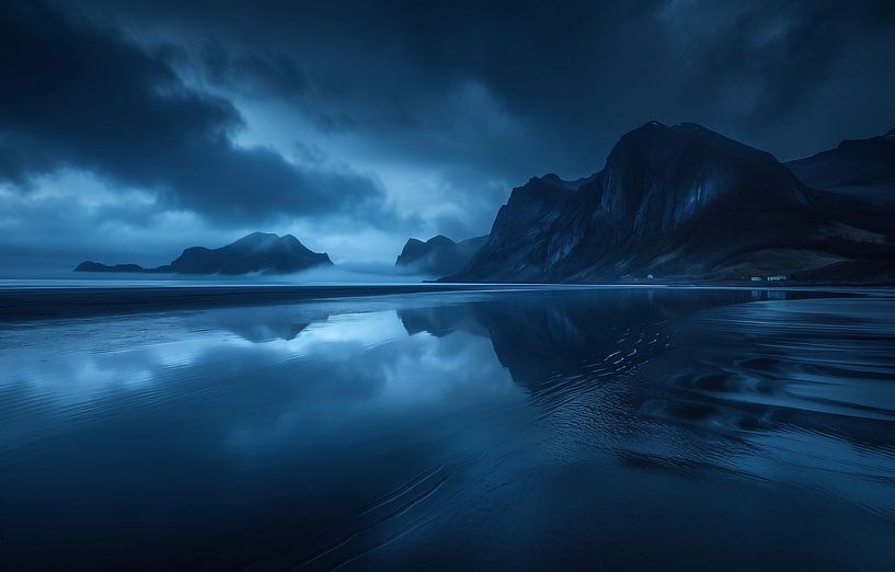 Mystische Wasserfläche, dramatische Küstenlandschaft von fernlichtsicht