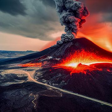 Illustration d'une éruption volcanique avec de la lave sur Animaflora PicsStock