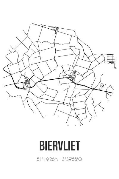 Biervliet (Zeeland) | Map | Black and White by Prints of Place
