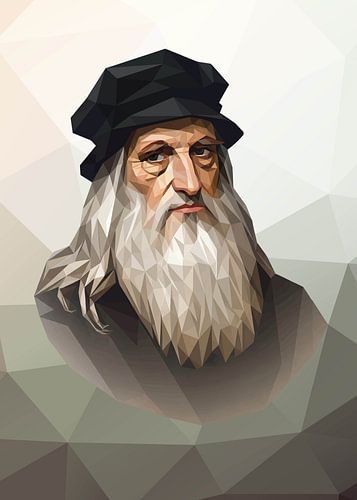Selbstporträt von Leonardo da Vinci Low Poly