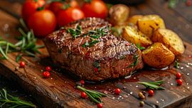 Fillet steak with salad by de-nue-pic