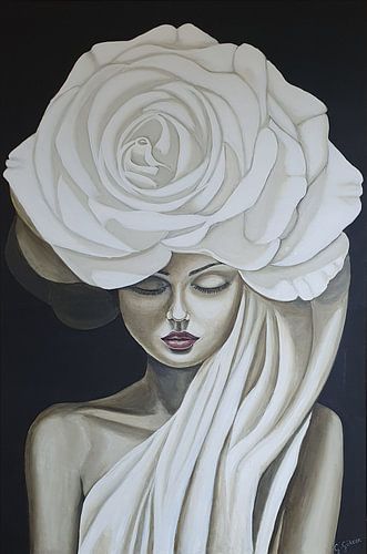 Femme à la rose blanche sur Gulserin Gokcan