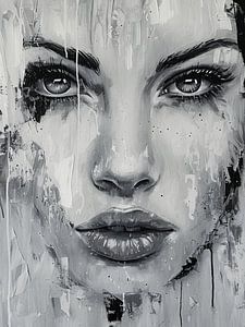Silent Depth – Abstract portret zwart wit en intens