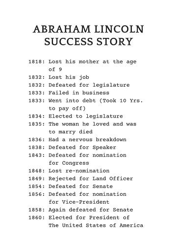 Abraham Lincoln Success Quotes Inspirational