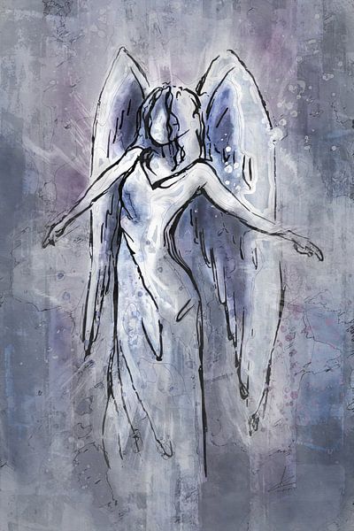 Ange en lilas, rose, bleu et gris par Emiel de Lange
