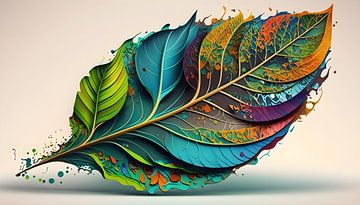Feuille colorée | Peinture nature | Art abstrait sur AiArtLand