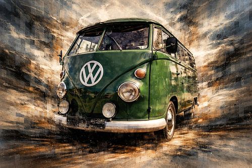 Fine Art Oldtimer tegen een volledig abstracte achtergrond