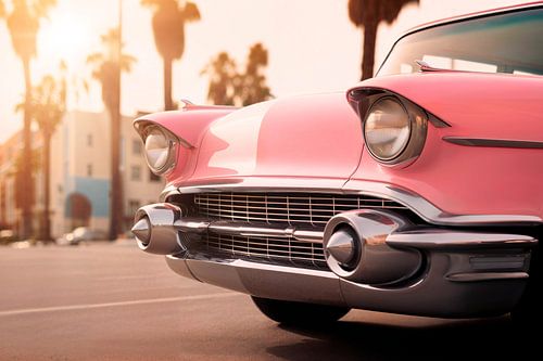 Pink vintage car in Venice