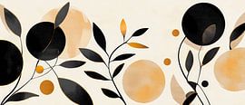 Kreative Pflanzenmotive in Schwarz und Gold von Poster Art Shop