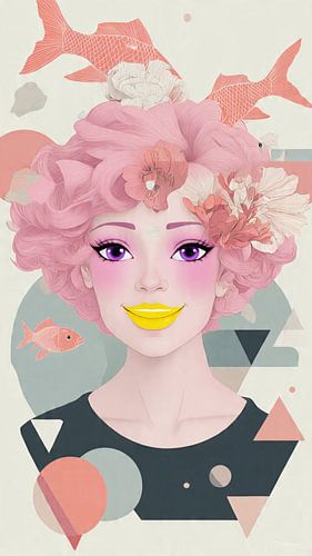 Imaginative Portrait of a Woman with Flora and Fauna