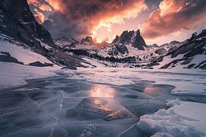 Berge, badend in Licht