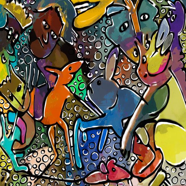 Tanzende Maus und schlurfendes Kaninchen von Henk van Os
