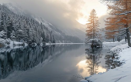 Sonnenaufgang in kalter Landschaft