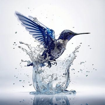 Eisvogel in Delfter Blau, symbolisch für den Reichtum, in dem wir fliegen von Dunto Venaar