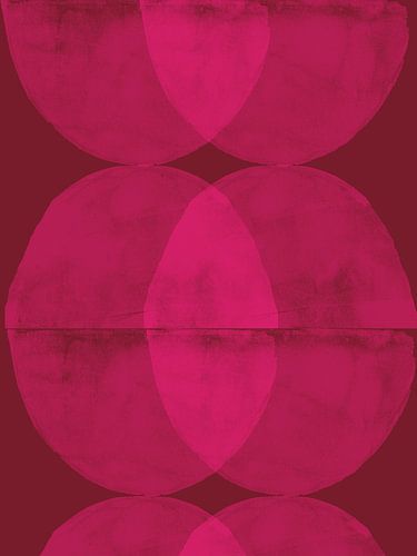 Bright neon pink and warm red. Abstract shapes. by Dina Dankers