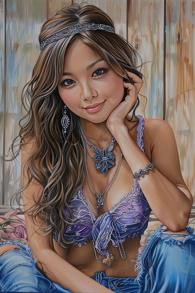 Adolescente japonaise avec des bijoux de fleurs par Egon Zitter
