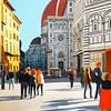 Kathedraal Florence Italie - combinatie foto - AI van Marianne van der Zee