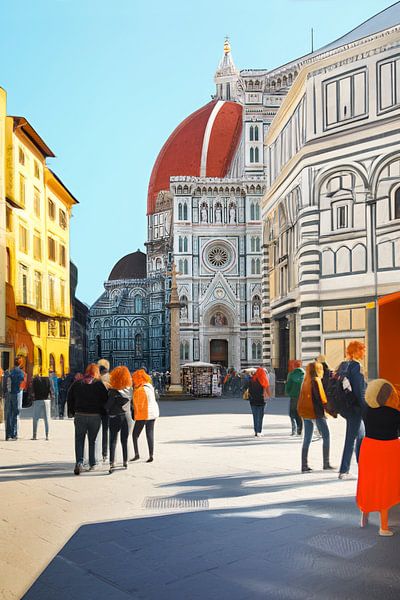 Kathedrale Florenz Italien - Kombinationsfoto - AI von Marianne van der Zee